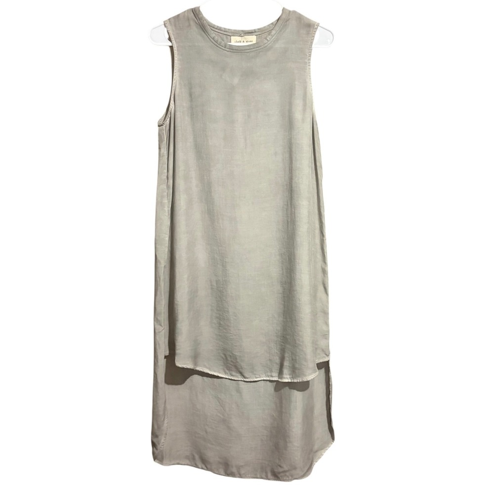Cloth & Stone Grey Tencel High Low Sleeveless Shift Dress‎ C6806-680 Small - Picture 4 of 12
